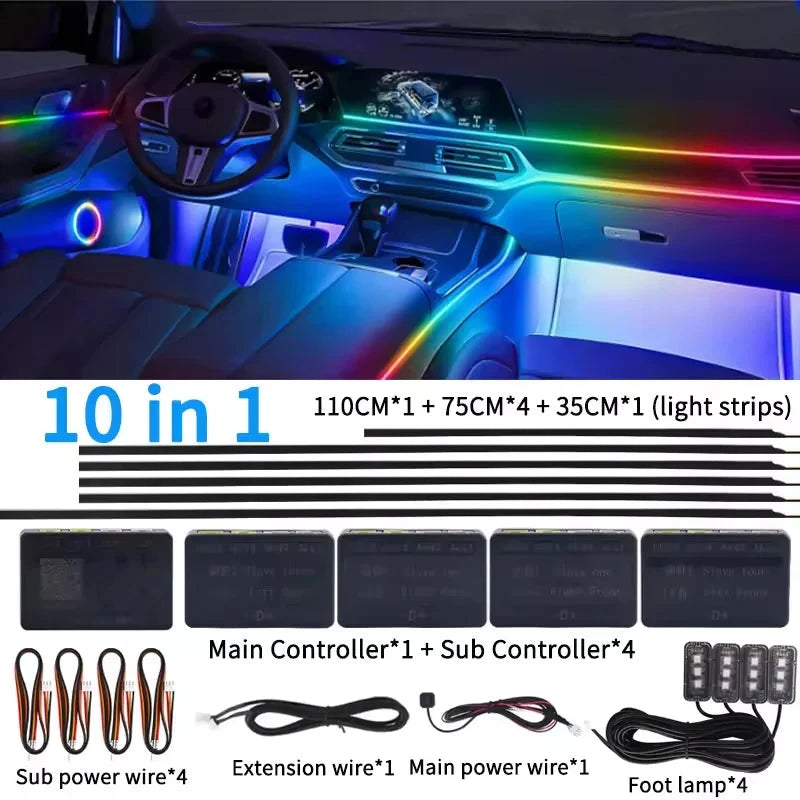 Universal 18-in-1 RGB Car Ambient Light – Interior Neon Strip Kit Econic Blanks